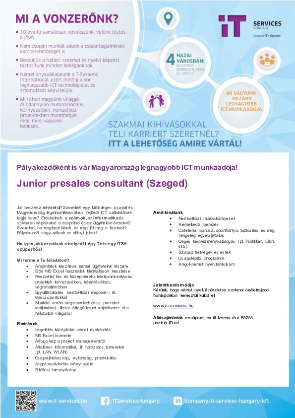 Junior presales consultant - IT Services Hungary Kft.